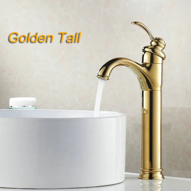Single hole deck mounted retro style vessel sink faucet with antique brass polished finish and curved spout
