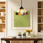 Single Light Tiffany Stained Glass Pendant Lamp for Dining Room - Geometric Brown Fixture