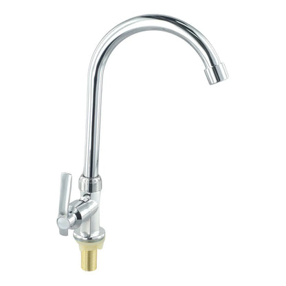 Chrome-finished single hole kitchen faucet single lever cold water tap with curved spout for cold sink use