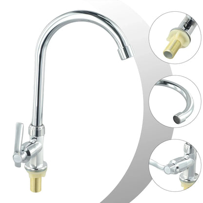 Chrome finished single hole kitchen sink faucet with sleek curved spout single lever handle stainless steel cold water tap