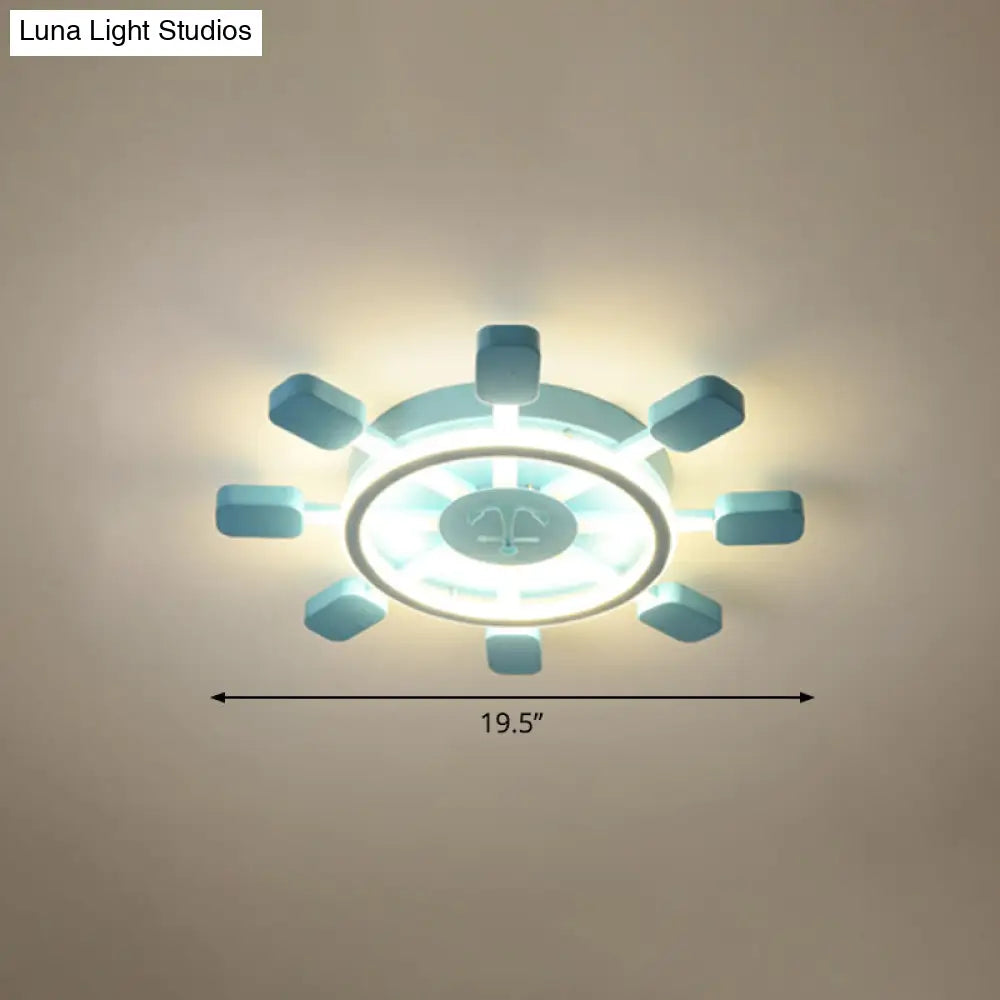 DecorBites™ DecorBites™ Sky Blue LED Flush Light Fixture - Children's Bedroom Aluminum Rudder Ceiling Light