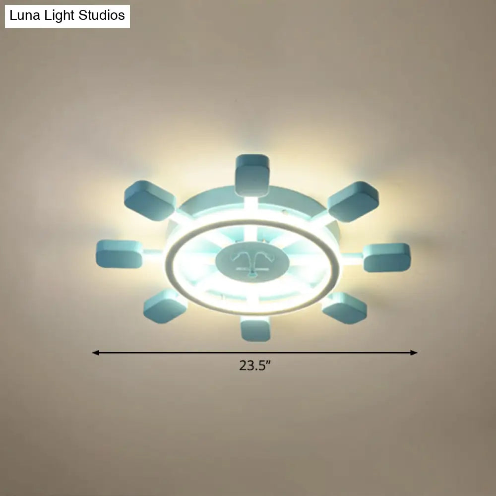 DecorBites™ DecorBites™ Sky Blue LED Flush Light Fixture - Children's Bedroom Aluminum Rudder Ceiling Light