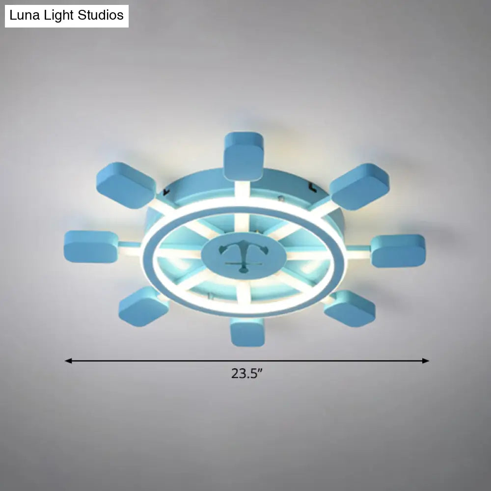 DecorBites™ DecorBites™ Sky Blue LED Flush Light Fixture - Children's Bedroom Aluminum Rudder Ceiling Light