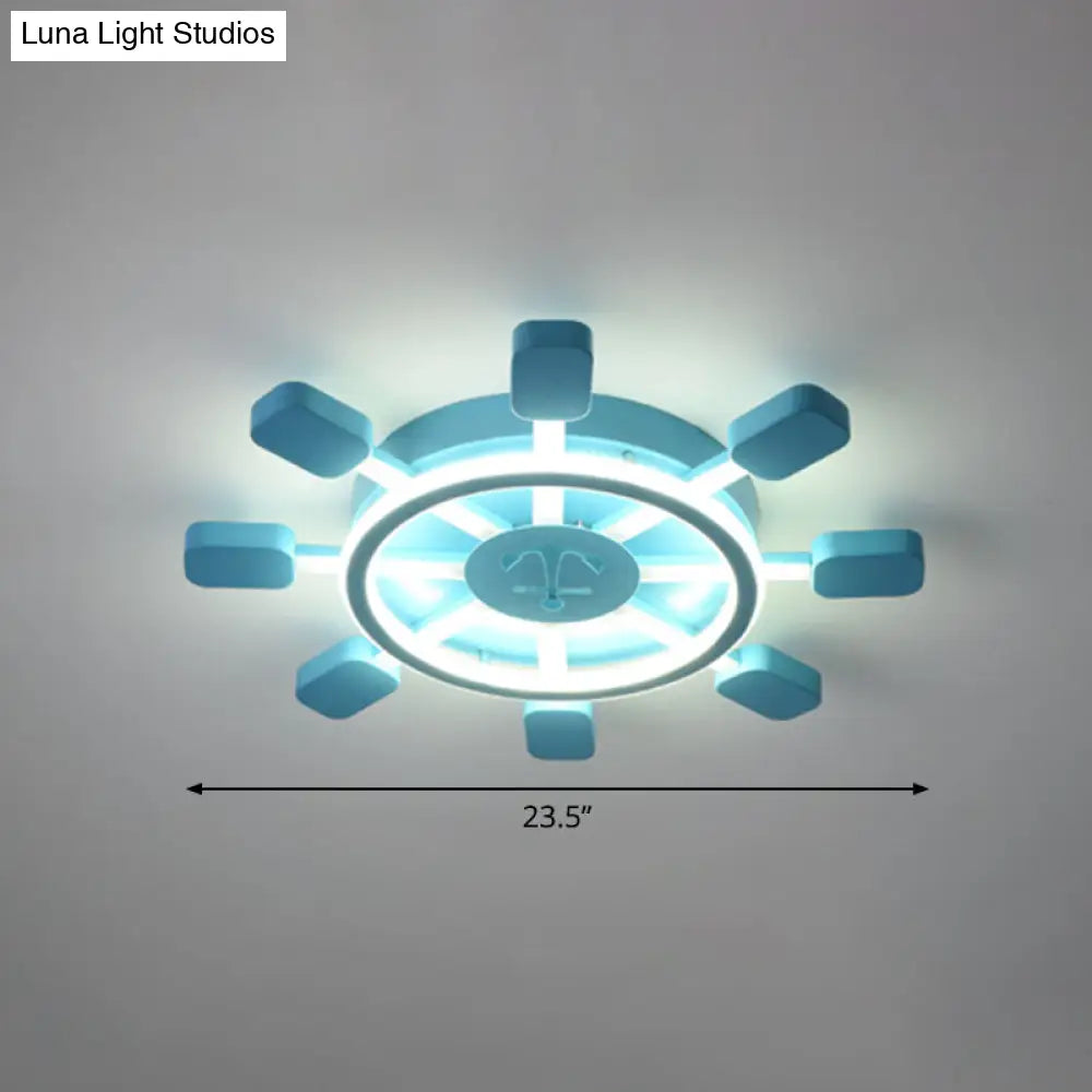 DecorBites™ DecorBites™ Sky Blue LED Flush Light Fixture - Children's Bedroom Aluminum Rudder Ceiling Light