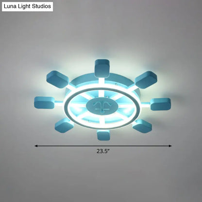 DecorBites™ DecorBites™ Sky Blue LED Flush Light Fixture - Children's Bedroom Aluminum Rudder Ceiling Light