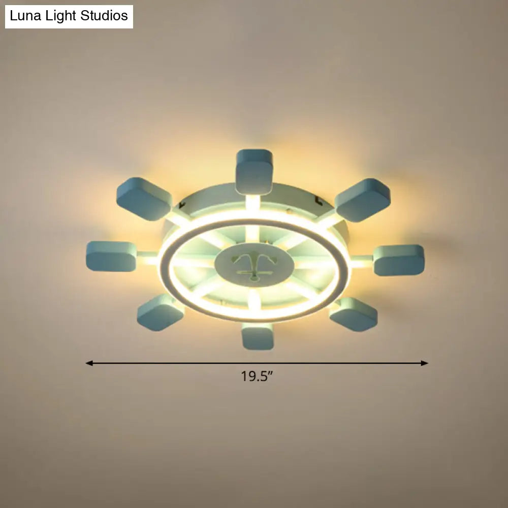 DecorBites™ DecorBites™ Sky Blue LED Flush Light Fixture - Children's Bedroom Aluminum Rudder Ceiling Light