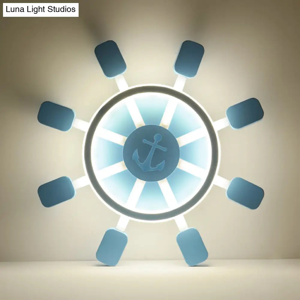 DecorBites™ DecorBites™ Sky Blue LED Flush Light Fixture - Children's Bedroom Aluminum Rudder Ceiling Light