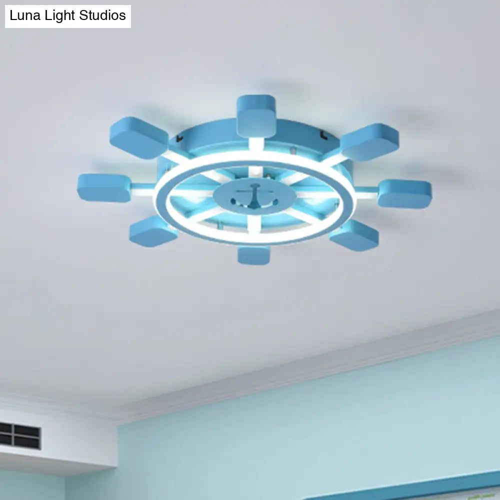 DecorBites™ DecorBites™ Sky Blue LED Flush Light Fixture - Children's Bedroom Aluminum Rudder Ceiling Light