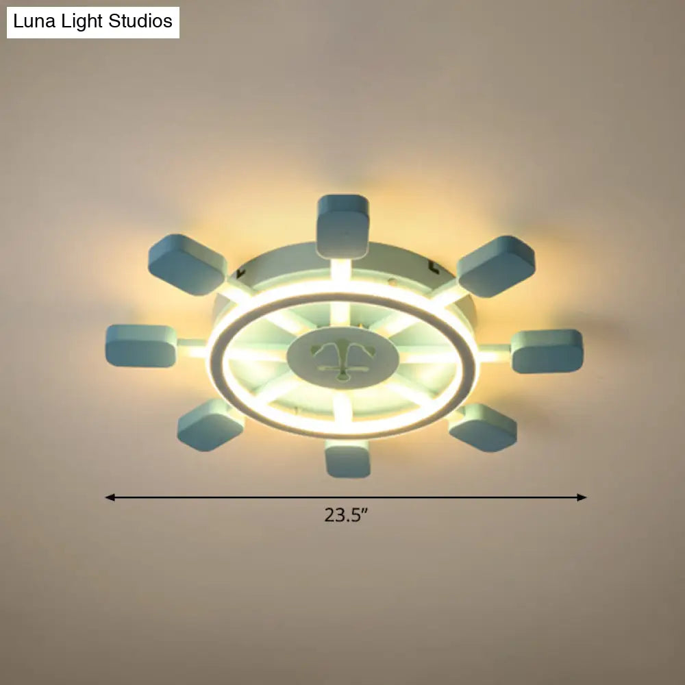 DecorBites™ DecorBites™ Sky Blue LED Flush Light Fixture - Children's Bedroom Aluminum Rudder Ceiling Light