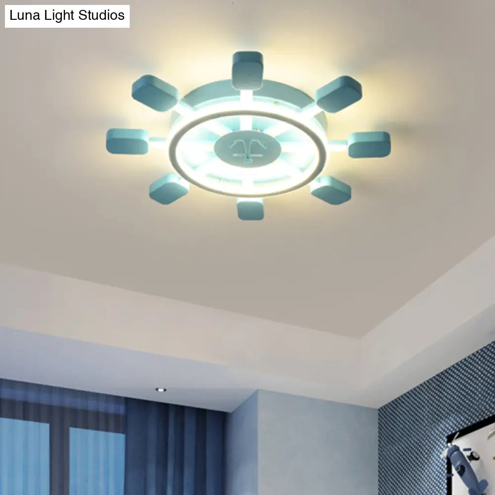 DecorBites™ DecorBites™ Sky Blue LED Flush Light Fixture - Children's Bedroom Aluminum Rudder Ceiling Light