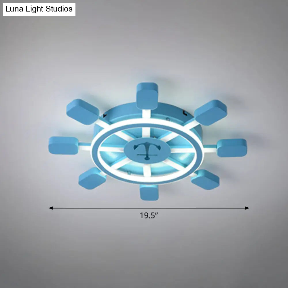 DecorBites™ DecorBites™ Sky Blue LED Flush Light Fixture - Children's Bedroom Aluminum Rudder Ceiling Light