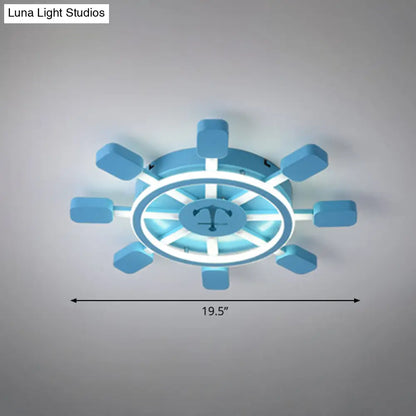 DecorBites™ DecorBites™ Sky Blue LED Flush Light Fixture - Children's Bedroom Aluminum Rudder Ceiling Light