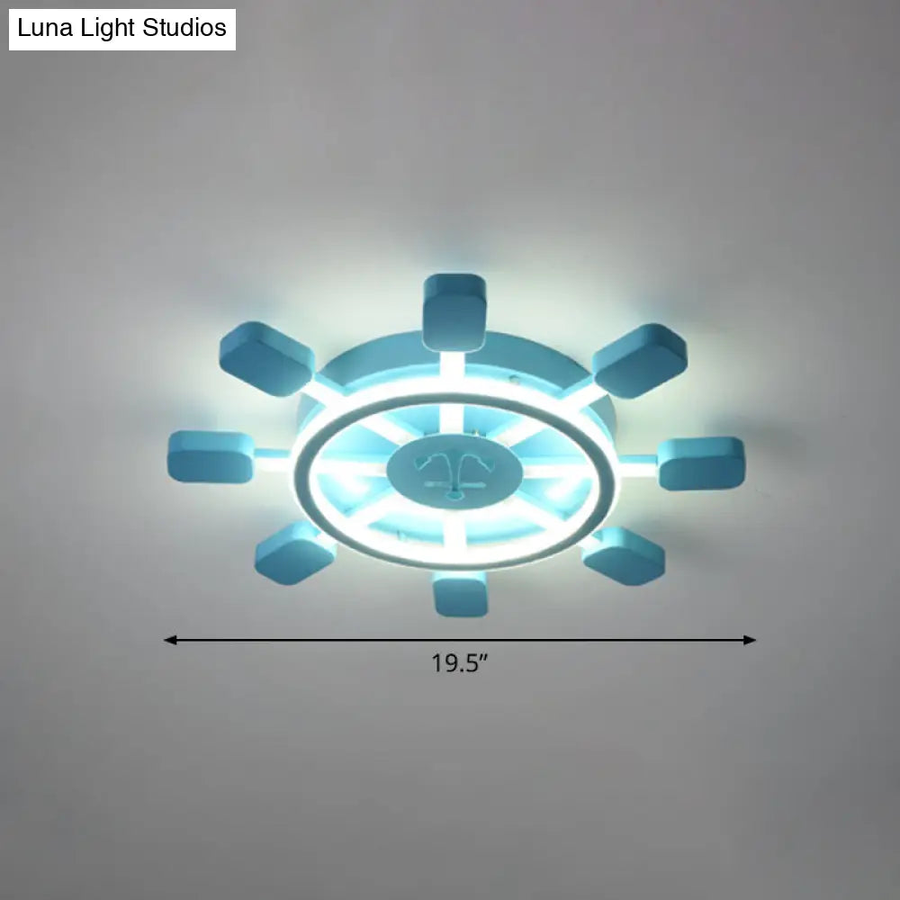 DecorBites™ DecorBites™ Sky Blue LED Flush Light Fixture - Children's Bedroom Aluminum Rudder Ceiling Light