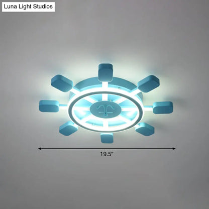 DecorBites™ DecorBites™ Sky Blue LED Flush Light Fixture - Children's Bedroom Aluminum Rudder Ceiling Light