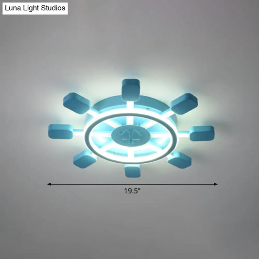 DecorBites™ DecorBites™ Sky Blue LED Flush Light Fixture - Children's Bedroom Aluminum Rudder Ceiling Light
