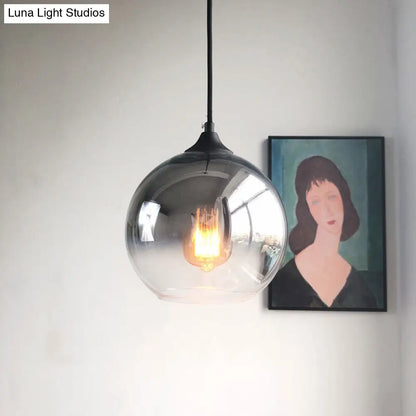 Sleek 1-Head Pendant Light with Global Gradient Glass Shade for Dining Room Suspension Lighting Kit
