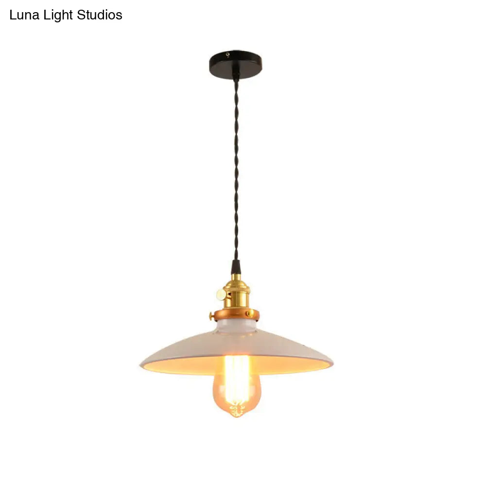 Sleek 1-Head Warehouse Saucer Pendant Light for Dining Room - Metallic Drop Design