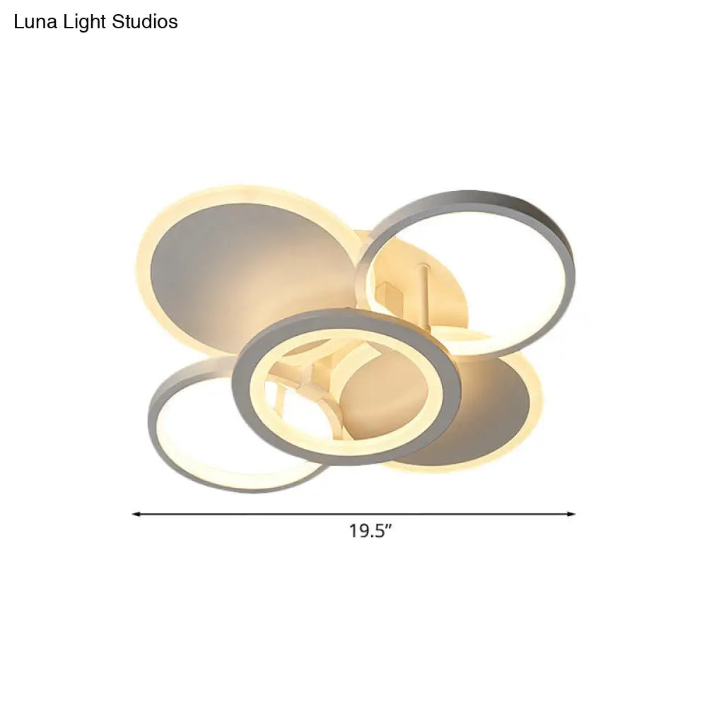 DecorBites™ DecorBites™ Sleek 16"/19.5" W Metal Circular Semi Flush Mount LED Ceiling Light for Bedroom - White/Warm Light