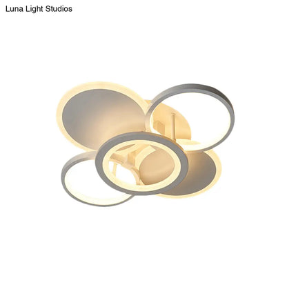 DecorBites™ DecorBites™ Sleek 16"/19.5" W Metal Circular Semi Flush Mount LED Ceiling Light for Bedroom - White/Warm Light