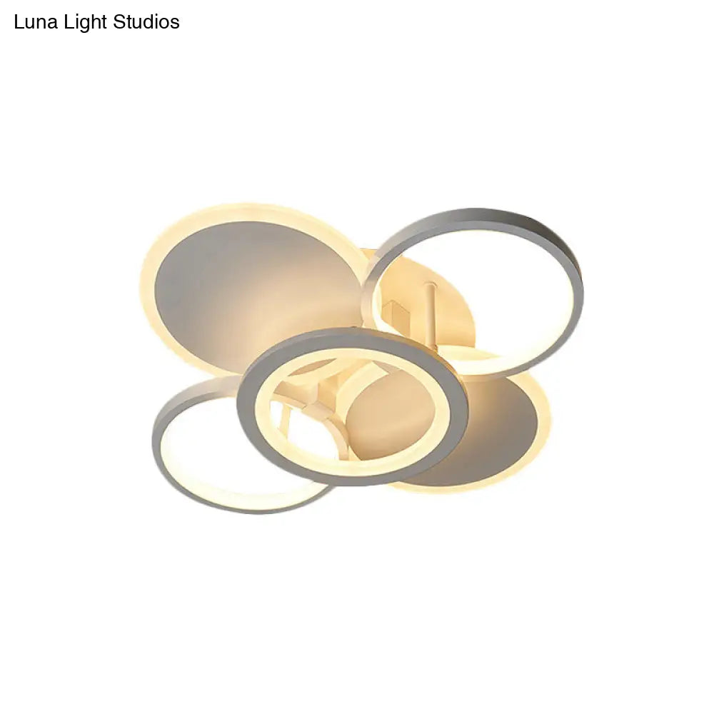 DecorBites™ DecorBites™ Sleek 16"/19.5" W Metal Circular Semi Flush Mount LED Ceiling Light for Bedroom - White/Warm Light