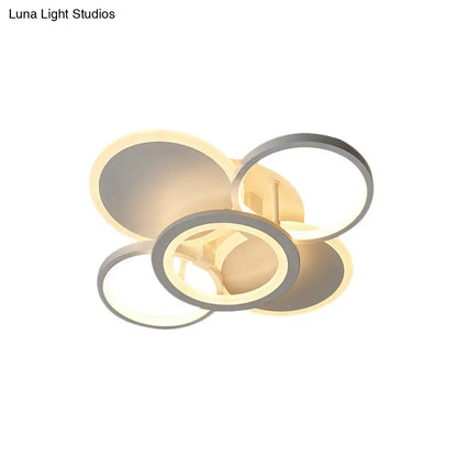 DecorBites™ DecorBites™ Sleek 16"/19.5" W Metal Circular Semi Flush Mount LED Ceiling Light for Bedroom - White/Warm Light