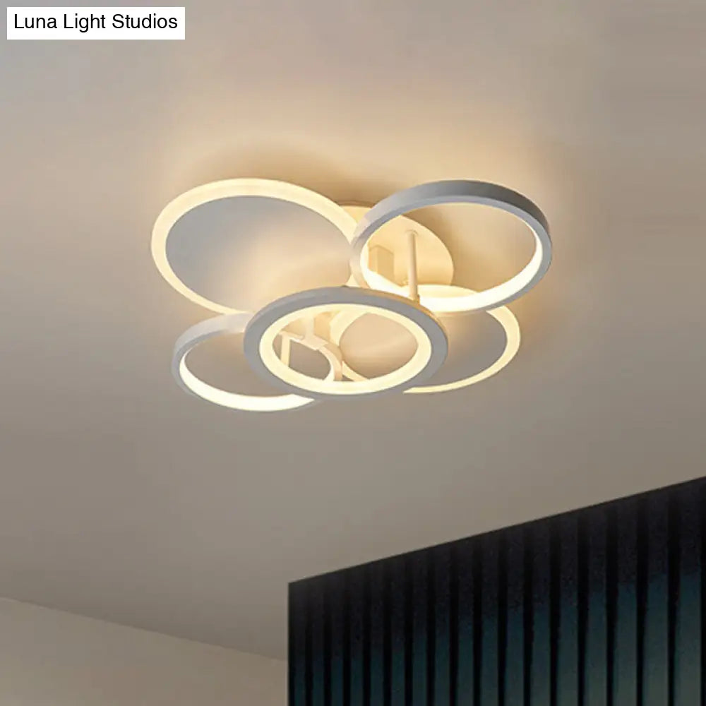 DecorBites™ DecorBites™ Sleek 16"/19.5" W Metal Circular Semi Flush Mount LED Ceiling Light for Bedroom - White/Warm Light