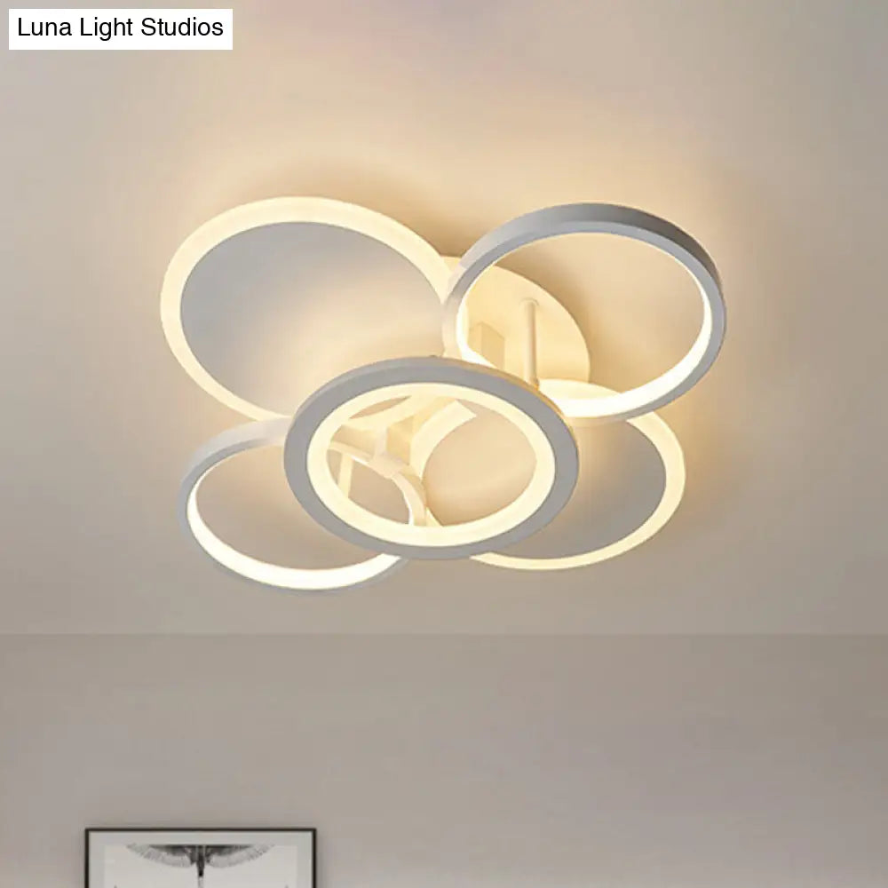 DecorBites™ DecorBites™ Sleek 16"/19.5" W Metal Circular Semi Flush Mount LED Ceiling Light for Bedroom - White/Warm Light