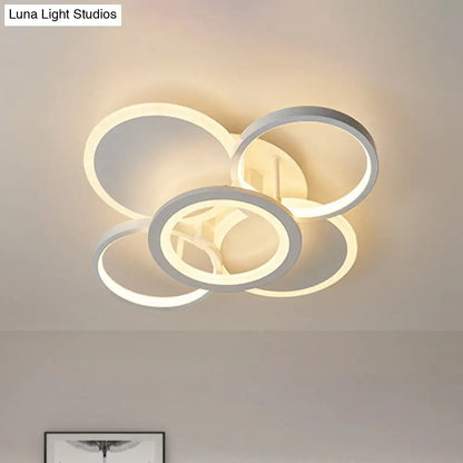 DecorBites™ DecorBites™ Sleek 16"/19.5" W Metal Circular Semi Flush Mount LED Ceiling Light for Bedroom - White/Warm Light