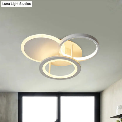 DecorBites™ DecorBites™ Sleek 16"/19.5" W Metal Circular Semi Flush Mount LED Ceiling Light for Bedroom - White/Warm Light