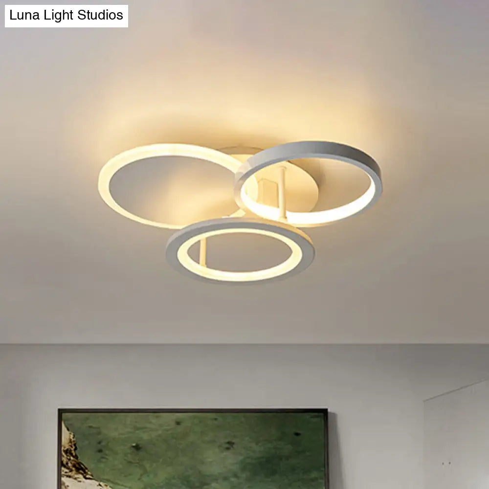 DecorBites™ DecorBites™ Sleek 16"/19.5" W Metal Circular Semi Flush Mount LED Ceiling Light for Bedroom - White/Warm Light