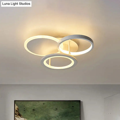 DecorBites™ DecorBites™ Sleek 16"/19.5" W Metal Circular Semi Flush Mount LED Ceiling Light for Bedroom - White/Warm Light
