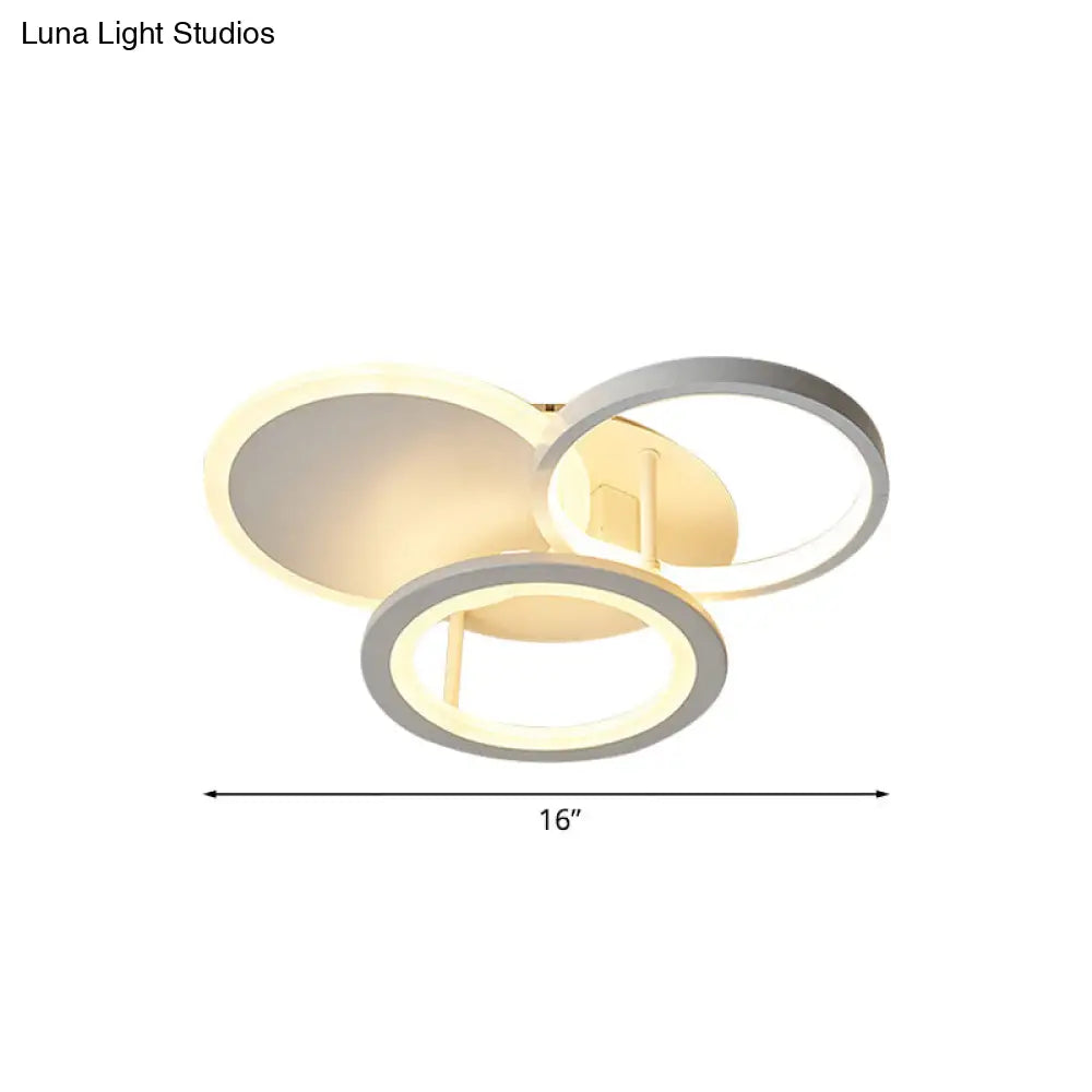 DecorBites™ DecorBites™ Sleek 16"/19.5" W Metal Circular Semi Flush Mount LED Ceiling Light for Bedroom - White/Warm Light