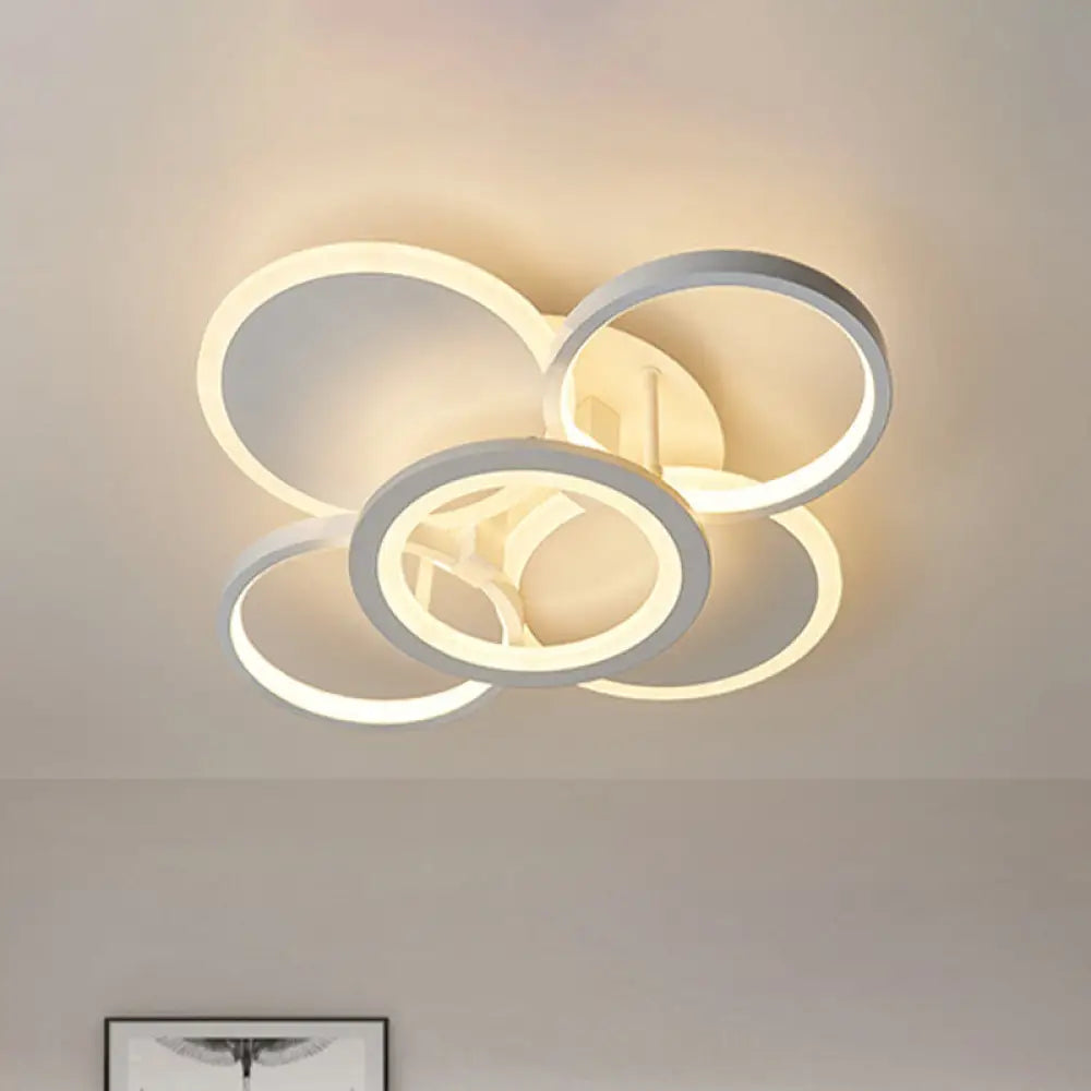 DecorBites™ DecorBites™ Sleek 16"/19.5" W Metal Circular Semi Flush Mount LED Ceiling Light for Bedroom - White/Warm Light