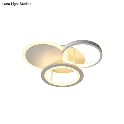 DecorBites™ DecorBites™ Sleek 16"/19.5" W Metal Circular Semi Flush Mount LED Ceiling Light for Bedroom - White/Warm Light