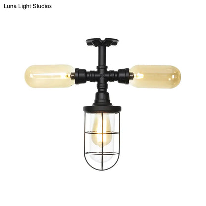 DecorBites™ DecorBites™ Elegante aplique de pared semiempotrado de 3 cabezales para vestíbulo en color negro con bola/cápsula de cristal transparente y jaula