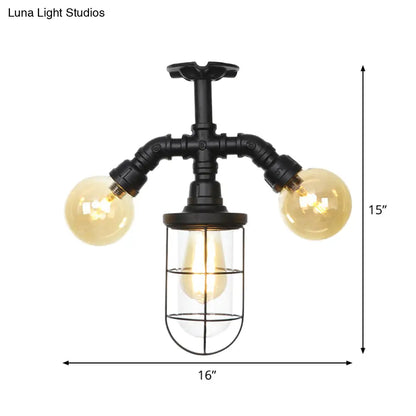 DecorBites™ DecorBites™ Elegante aplique de pared semiempotrado de 3 cabezales para vestíbulo en color negro con bola/cápsula de cristal transparente y jaula