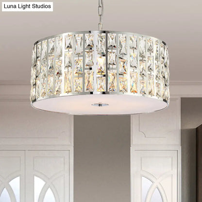 Elegante lámpara de techo colgante de cristal cromado de 5 luces con difusor