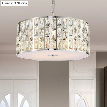 Elegante lámpara de techo colgante de cristal cromado de 5 luces con difusor