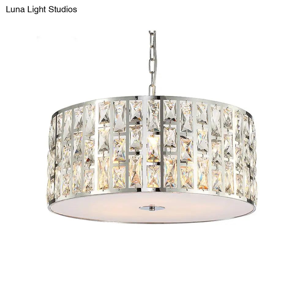 Elegante lámpara de techo colgante de cristal cromado de 5 luces con difusor