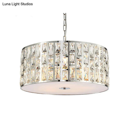 Elegante lámpara de techo colgante de cristal cromado de 5 luces con difusor