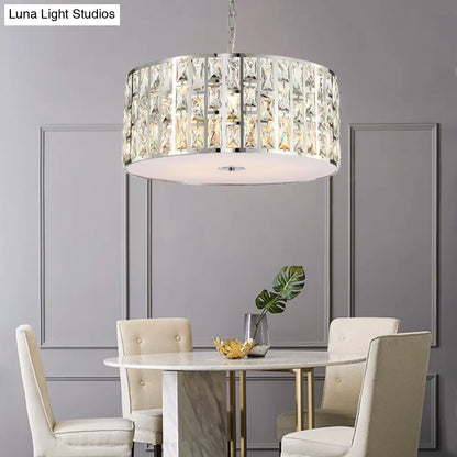 Elegante lámpara de techo colgante de cristal cromado de 5 luces con difusor