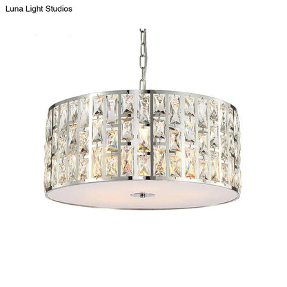 Elegante lámpara de techo colgante de cristal cromado de 5 luces con difusor