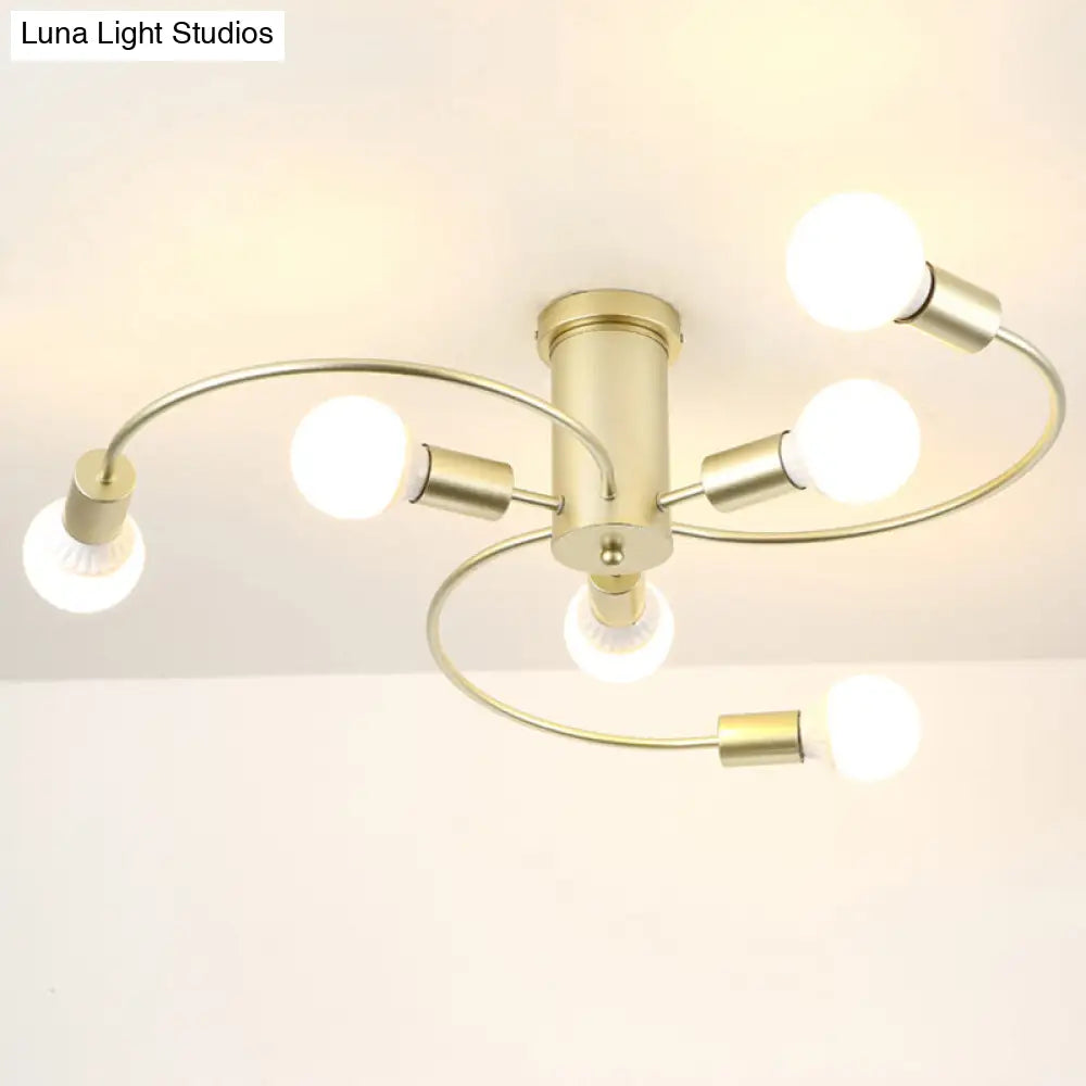 DecorBites™ DecorBites™ Sleek 6-Light Semi Flush Mount Chandelier for Bedroom - Ultra-Contemporary Spherical Design - White Glass Ceiling Fixture