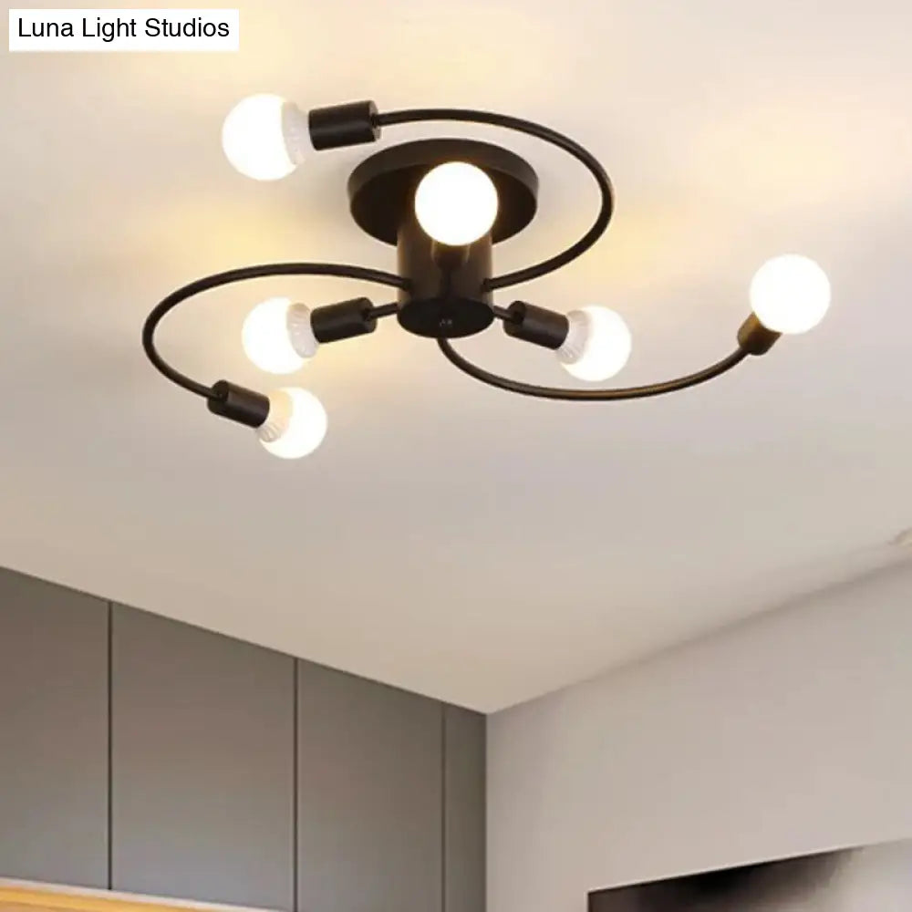 DecorBites™ DecorBites™ Sleek 6-Light Semi Flush Mount Chandelier for Bedroom - Ultra-Contemporary Spherical Design - White Glass Ceiling Fixture