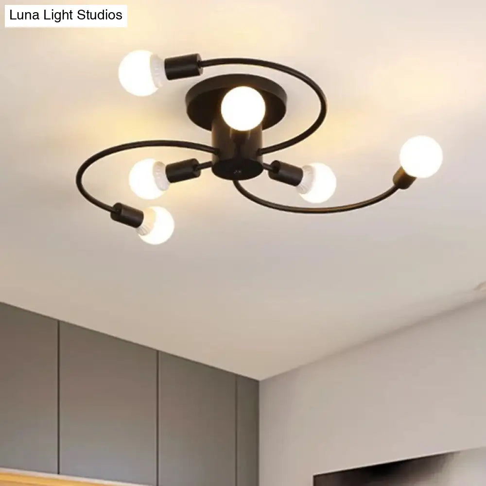 DecorBites™ DecorBites™ Sleek 6-Light Semi Flush Mount Chandelier for Bedroom - Ultra-Contemporary Spherical Design - White Glass Ceiling Fixture