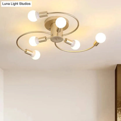 DecorBites™ DecorBites™ Sleek 6-Light Semi Flush Mount Chandelier for Bedroom - Ultra-Contemporary Spherical Design - White Glass Ceiling Fixture