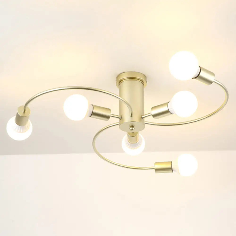 DecorBites™ DecorBites™ Sleek 6-Light Semi Flush Mount Chandelier for Bedroom - Ultra-Contemporary Spherical Design - White Glass Ceiling Fixture