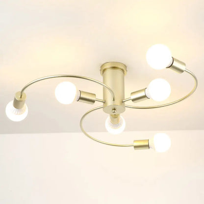 DecorBites™ DecorBites™ Sleek 6-Light Semi Flush Mount Chandelier for Bedroom - Ultra-Contemporary Spherical Design - White Glass Ceiling Fixture