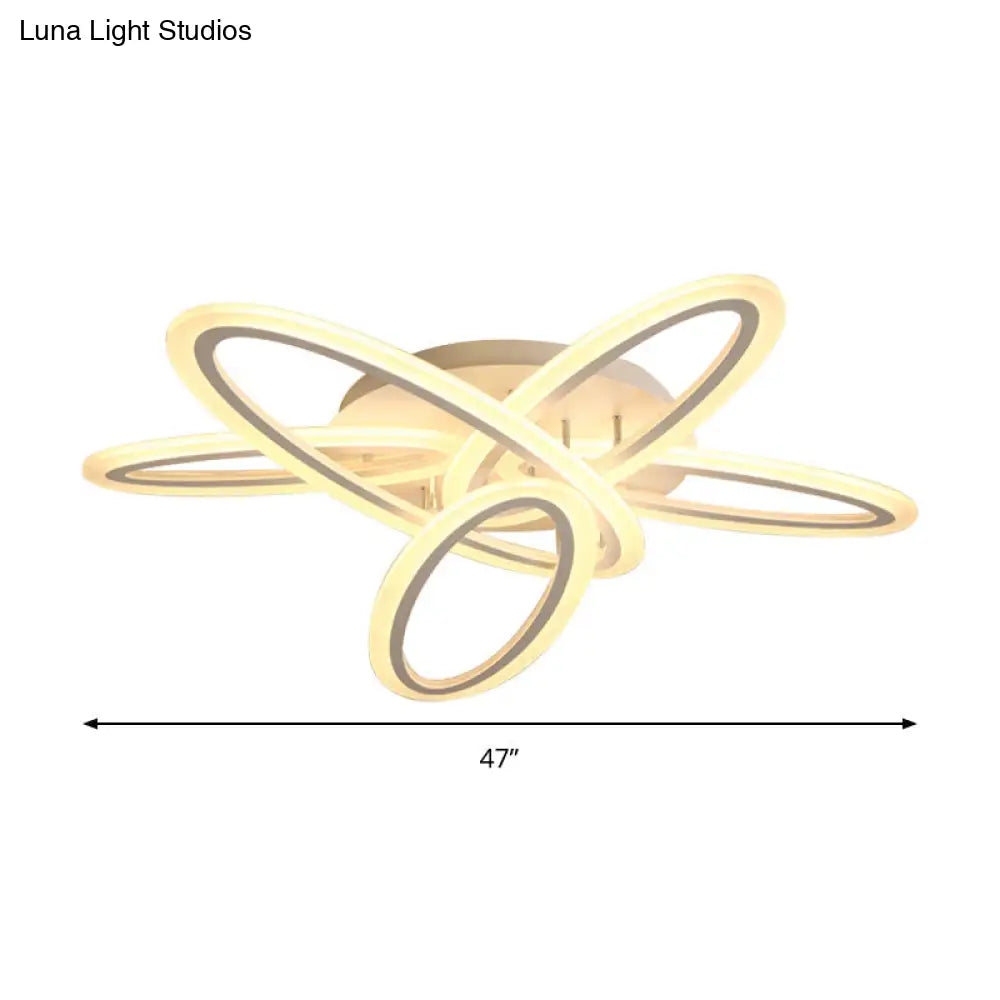 DecorBites™ DecorBites™ Sleek Acrylic Semi Flush Ceiling Light - Oval Shape, 31.5"/47" Width, 3/5 Bulb Options, Warm/White Light