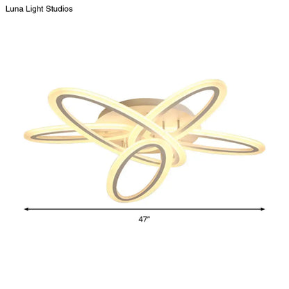 DecorBites™ DecorBites™ Sleek Acrylic Semi Flush Ceiling Light - Oval Shape, 31.5"/47" Width, 3/5 Bulb Options, Warm/White Light